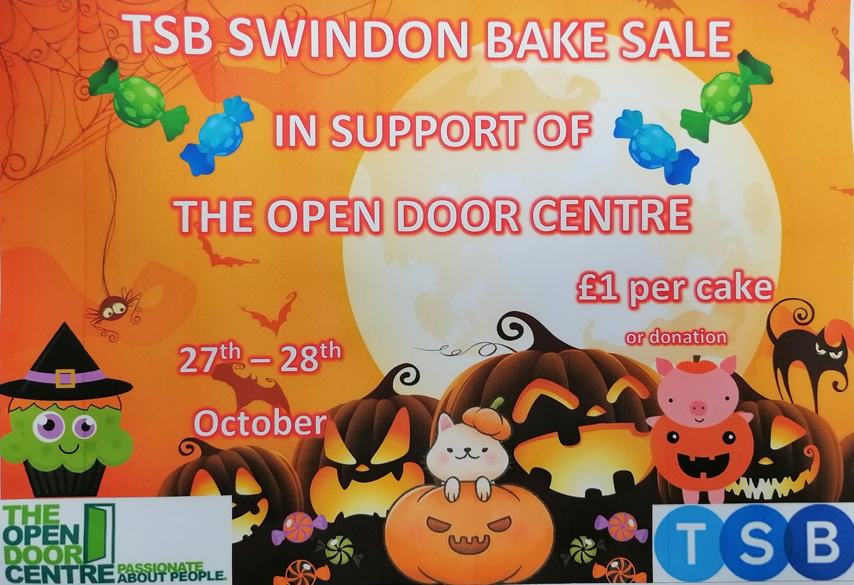 dancowen74's tweet photo. Getting ready for another @TSB #Swindon Bake Sale for #Halloween @The_Parade @inswindon raising funds for the @ODSwindon #Charity #community #tsbpride #bakeoff #Bakeit @WiltsHour @DhcFry @BazilSolomon @TSB_News https://t.co/3d3WjL1J9O