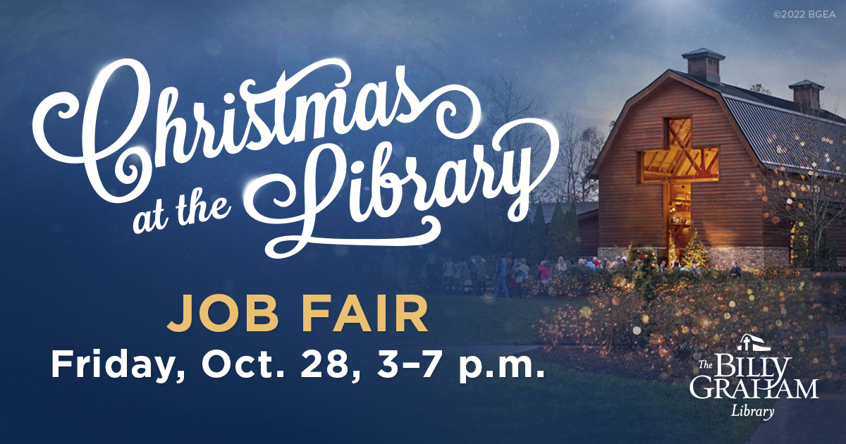 HIRING EVENT: The Billy Graham Library will be having a Christmas Job Fair next Friday, Oct. 28! To find out more and to begin your application, visit: bit.ly/3CRyzRn