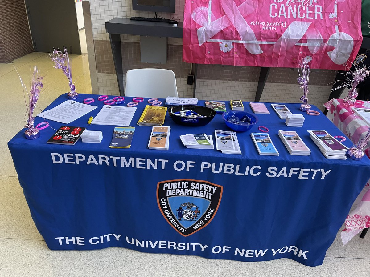 HCCPublicSafety's tweet photo. BREAST CANCER AWARENESS MONTH ❤️ OUR PUBLIC SAFETY OFFICERS: PO Garcia, Sgt Rodriguez, PO Ortiz &amp; Lt. Bailey conducted a on campus Out Reach and Awareness tabling event which provided help and resources to the college community. https://t.co/scXR1tR5qS