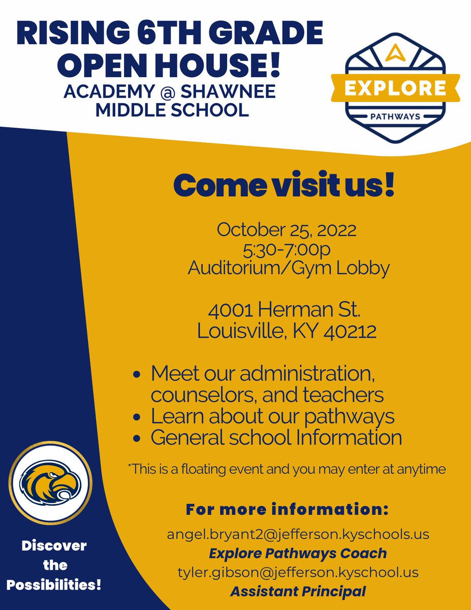 Rising 6th graders Open House <a href="/ShawneeMS1/">Shawnee Middle School</a>! 💙💛