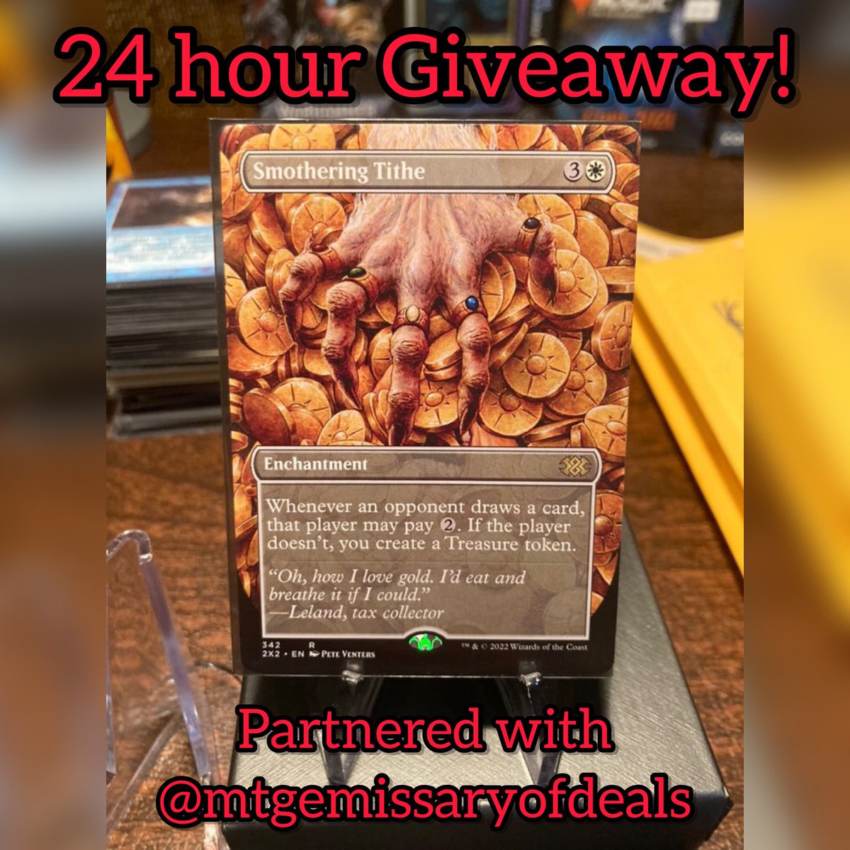 MTG_Baron's tweet photo. How to enter:
Follow @mtg_baron and @mtgemissary
Like this post. ✅
Retweet. ⬇️ 
After you win this prize be sure to check out @mtgemissary one of the highest end deals of MTG Product sellers out there! Enter information below. GL! #MagicTheGathering https://t.co/1cPkcFsKtB