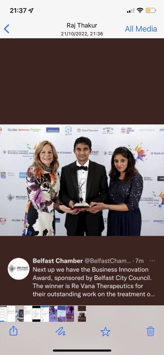 Re-Vana Tx (@txvana) on Twitter photo Brilliant news for Re-Vana. We have won the Business Innovation Award sponsored by Belfast City Council <a href="/belfastcc/">Belfast City Council</a> <a href="/BelfastChamber/">Belfast Chamber</a>. Our CTO Prof Raj Thakur <a href="/rthakur01/">Raj Thakur</a> accepting the award on behalf of our company. Huge congratulations Raj and team, very proud of your achievements Brilliant news for Re-Vana. We have won the Business Innovation Award sponsored by Belfast City Council <a href="/belfastcc/">Belfast City Council</a> <a href="/BelfastChamber/">Belfast Chamber</a>. Our CTO Prof Raj Thakur <a href="/rthakur01/">Raj Thakur</a> accepting the award on behalf of our company. Huge congratulations Raj and team, very proud of your achievements