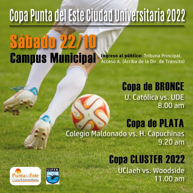 UDE_Oficial's tweet photo. Mañana sábado 22 de octubre alentamos al equipo de fútbol de #UDE que participa de la Copa Punta del Este Ciudad Universitaria 2022 en el Campus Municipal. #UDEPunta #SeguíAvanzando #TuCarreraTuFuturo https://t.co/jxMJJGtuDw