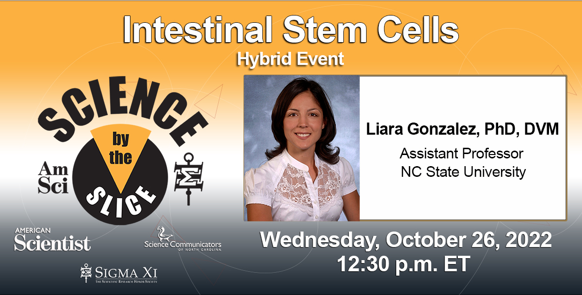 Join us next Wednesday for this month's #SciencebytheSlice free lunch lecture!  
@NCState's Dr. @GonzalezLiara will discuss Intestinal Stem Cells. Join us in person at our @FrontierRTP
 location or on Zoom! REGISTER NOW for full details: eventbrite.com/e/science-by-t…

@AmSciMag
@sconc