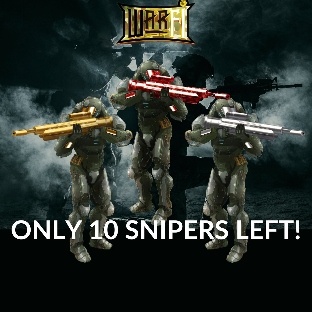 🚨10 SNIPERS REMAINING🚨 They won't last much longer 👀 Get them here before they're all gone: app.warfi.games/dashboard #BSC #P2E #Passivelncome