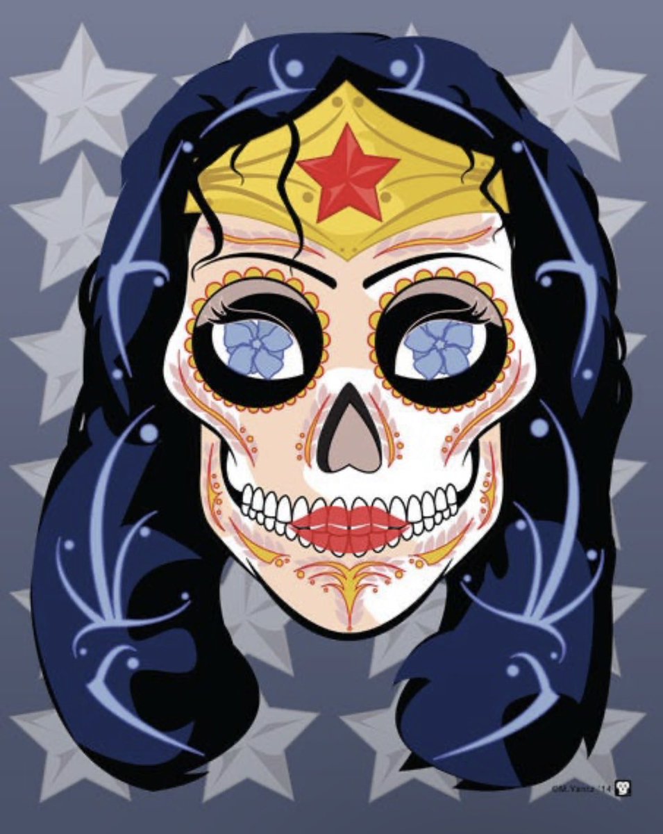 MYantz's tweet photo. Day 21 of #Skulltober celebrates the #Amazon of our dreams. 81 years ago today, the most iconic female superhero debuted! Happy #WonderWomanDay ✨
#Hallowink #candyskull #calavera #galgadot #lindacarter #heroine
#sugarskull#wonderwoman #Artober #PrincessDiana #31DaysDrawing https://t.co/DVBdVVjNo4