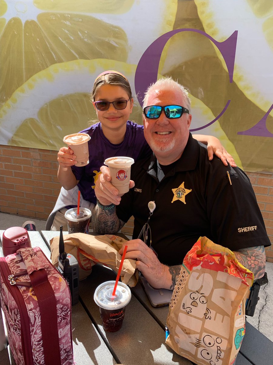 Fourth Grader Olivia M enjoying her reward lunch with Deputy Lewis! Have a great weekend, Vipers!
