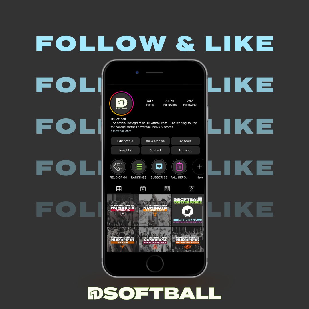Make sure you're following us on all our social channels 👍 #D1Softball