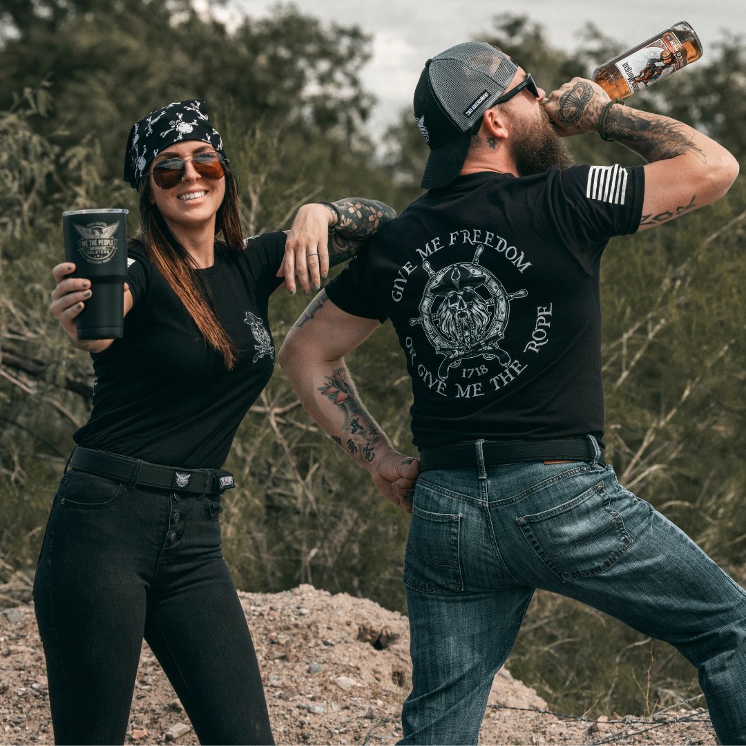 Wethepeoplehols's tweet photo. 🏴☠️NEW DROP🏴☠️: Give Me Freedom - Or Give Me The Rope ☠️
https://t.co/N0ufTtlg32
Your plunder awaits!☝️
#freedom #guntee #gunshirt #pirate #pirateshirt #blackbeard #plunder #davyjones #davyjoneslocker #givenoquarter #shownoquarter https://t.co/5nlct6QHFd