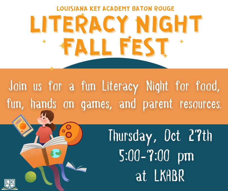 Join us for a fun Literacy Night for food, fun, hands-on games, and parent resources! #lka #1n5 #dyslexia

Thursday, Oct 27th from 5:00-7:00 pm at LKABR.