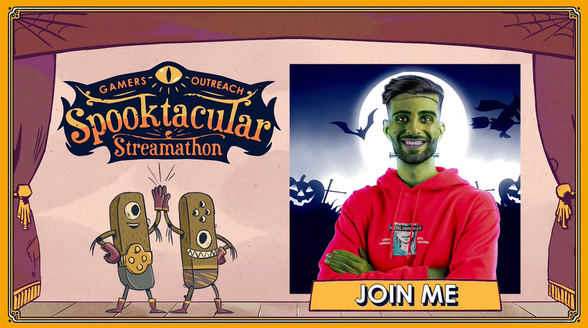 Spooky szn is here 👻 Join me and the Oni team for a spooky Twitch Scream on Oct 27th as we help raise money for the @GamersOutreach Spooktacular Streamathon! There will be tricks, treats & incentives that've already got me scared 😅