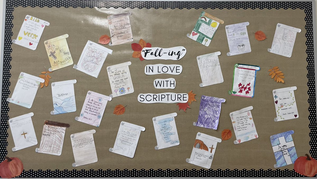 aver131's tweet photo. Grade 7 is “fall-ing” in love with scripture! 🍂🌾 So many wonderful things to be thankful for in this season of blessings @we_areallsaints https://t.co/kzezdpzp3D