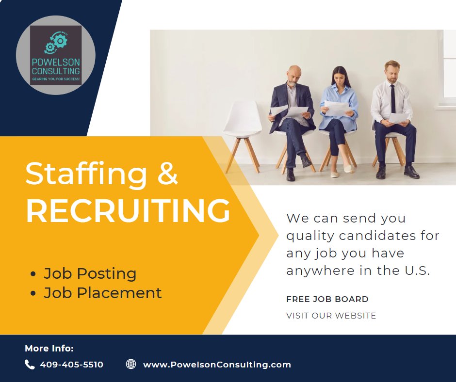 PowelsonConsul2's tweet photo. Visit our profile for more details on our staffing services or view our website https://t.co/Aw00hqrjHn #Staffing #Recruiting #Jobs https://t.co/WdXuHCv6El