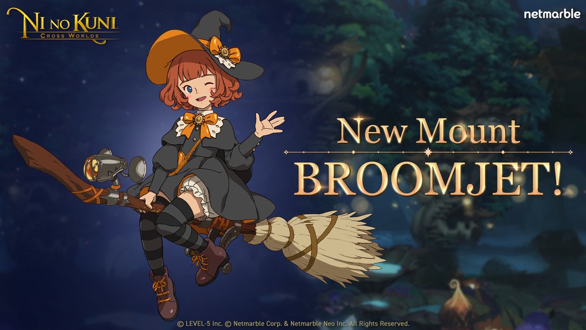 Zoom around in style on the new Broomjet. This mount is sure to add to your spooky adventures in Evermore, during the Halloween festivities. Download Ni no Kuni: Cross Worlds. mar.by/ninokunicw1