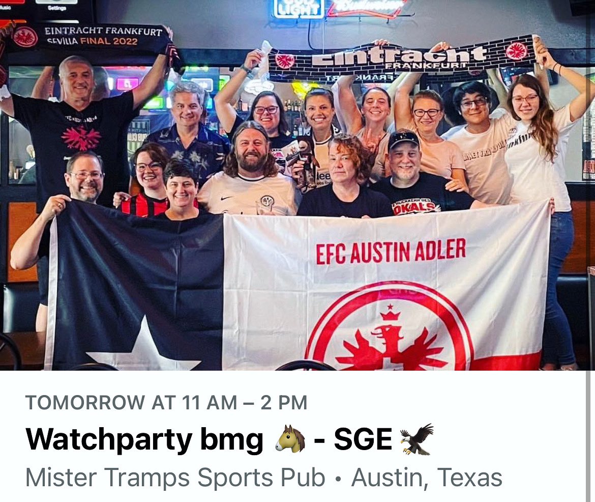 #EFCAustinAdler #EintrachtFrankfurt #watchparty at <a href="/MisterTramps/">Mister Tramps</a> tomorrow ! #bmgSGE 
👉 fb.me/e/2r2UjlWeP

#forzasge #atx #atxsoccer #austinsoccer