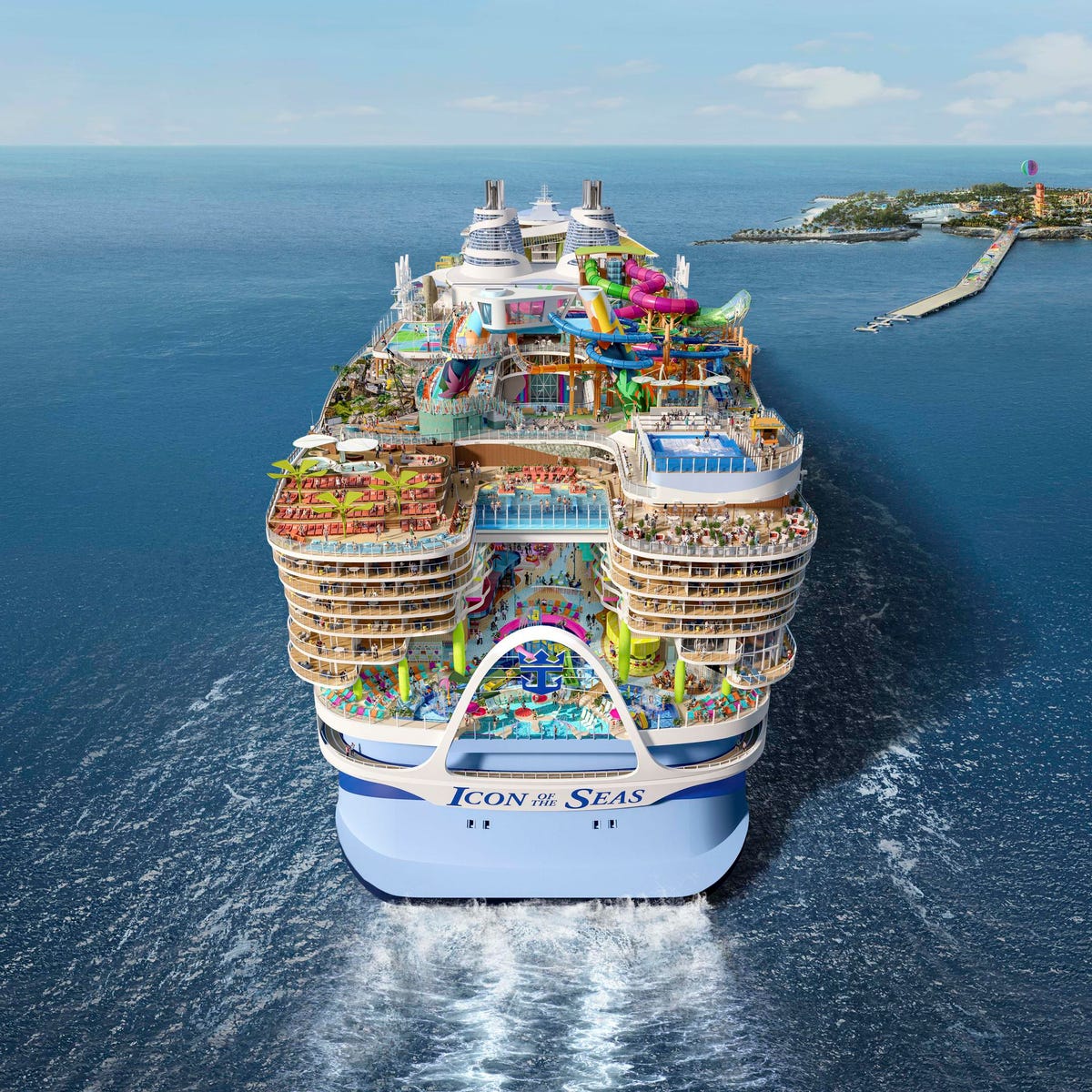 Forbes's tweet photo. Take a step inside the world's largest cruise ship which is set to open in 2024. https://t.co/YTRYU9L6WT https://t.co/iPK8jJLU23