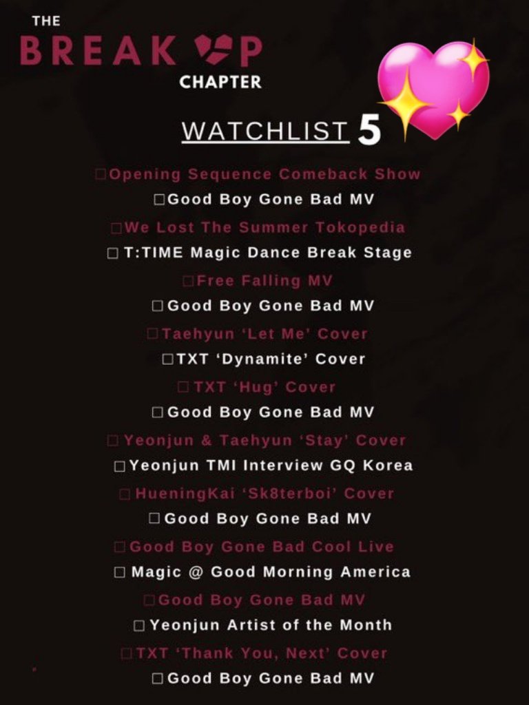 beomels's tweet photo. YT watchlist completed for Day 5!
thank you so much for the playlist @txtstreambase 🫶 

#MOACOMEBACK 
#TheBreakUpChapter 
@TXT_members @TXT_bighit https://t.co/gYYqg556nu