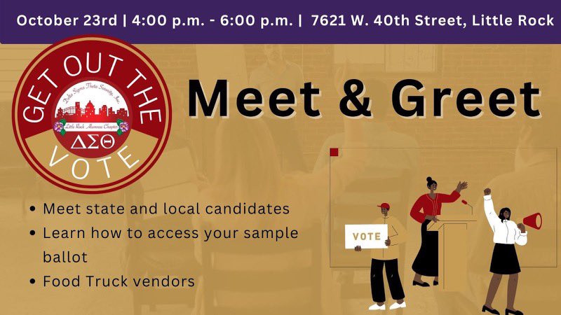 TheLadyKimLee's tweet photo. #SWLR The ladies of Delta Sigma Theta Sorority, Inc. will be hosting a GET OUT THE VOTE - Meet & Greet on this Sunday, 4-6pm at 7621 W. 40th St.
➡️ Meet state & local candidates
➡️ Learn how to access your sample ballot
➡️ Food truck vendors https://t.co/GODBLK8wRc
