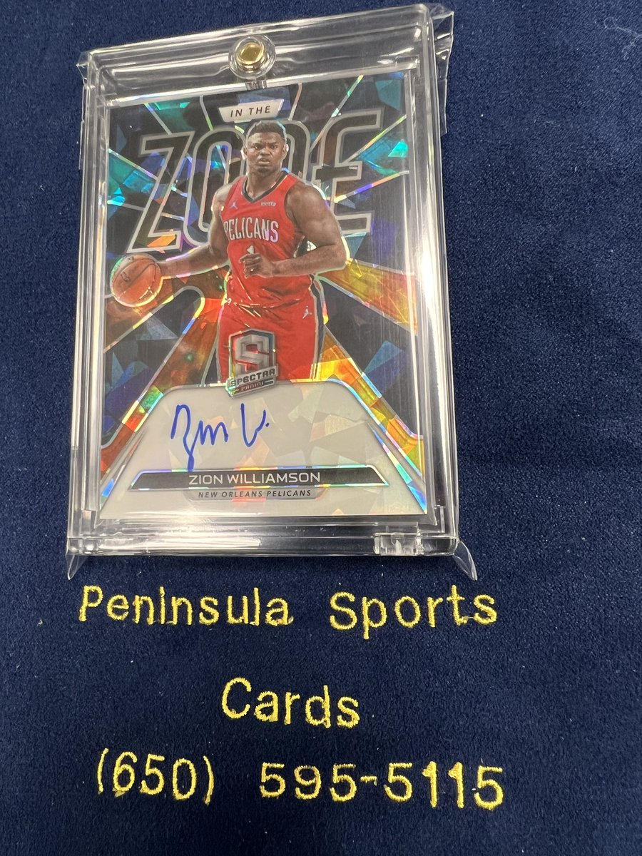 PeninsulaSC's tweet image. Nice hit from the new ⁦@PaniniAmerica⁩ Spectra Basketball! Zion auto /25! #pelicans #nba
