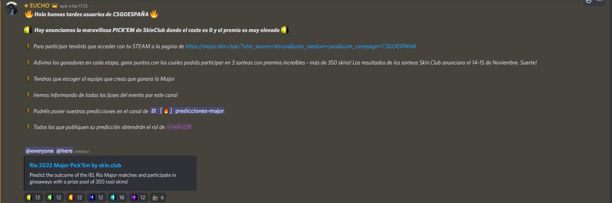 CsgoSpain_'s tweet photo. 🔥Apuntate al PICK'EM de SkinClub con un coste de 0€🔥
https://t.co/WEbjrDXitr https://t.co/2V2VAtiHTs