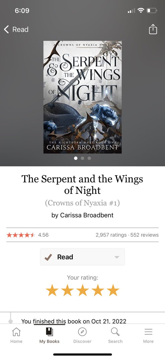 AdaWard's tweet photo. @goodreads Just finished The Serpent and the Wings of Night. I can’t believe more people aren’t talking about this book. https://t.co/8XDkrOixX5