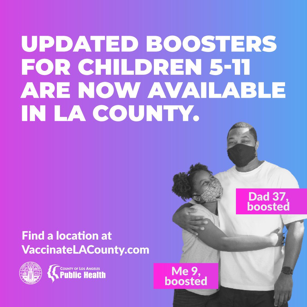 Assemblymember Richard Bloom (@asmrichardbloom) on Twitter photo ICYMI: The updated “bivalent” #COVID19 boosters are now available for children 5-11 years old in <a href="/CountyofLA/">Los Angeles County</a>! The updated booster protects against new omicron strains & can be taken 2 months after any previous booster or primary vaccination. 💉Learn more: VaccinateLACounty.com ICYMI: The updated “bivalent” #COVID19 boosters are now available for children 5-11 years old in <a href="/CountyofLA/">Los Angeles County</a>! The updated booster protects against new omicron strains & can be taken 2 months after any previous booster or primary vaccination. 💉Learn more: VaccinateLACounty.com