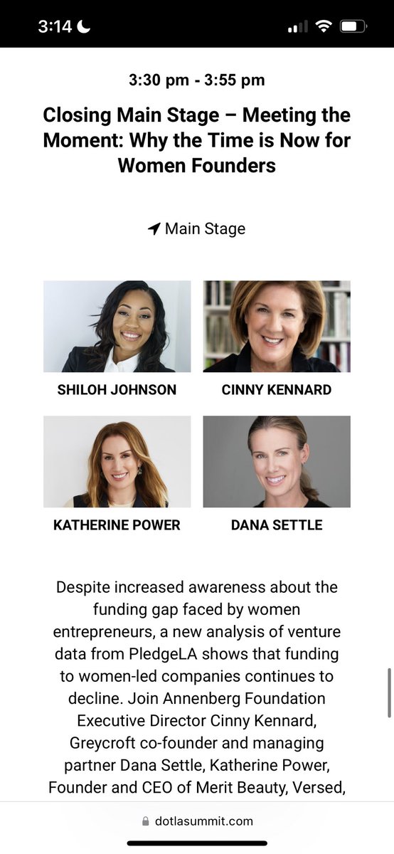 spencerrascoff's tweet photo. Proud of @dotLA commitment to diverse voices at the #dotla Summit. 
9 of 9 main stage speakers this afternoon are women.
Unprecedented for a tech conference. 

#LongLA https://t.co/KuWVhB1VA5