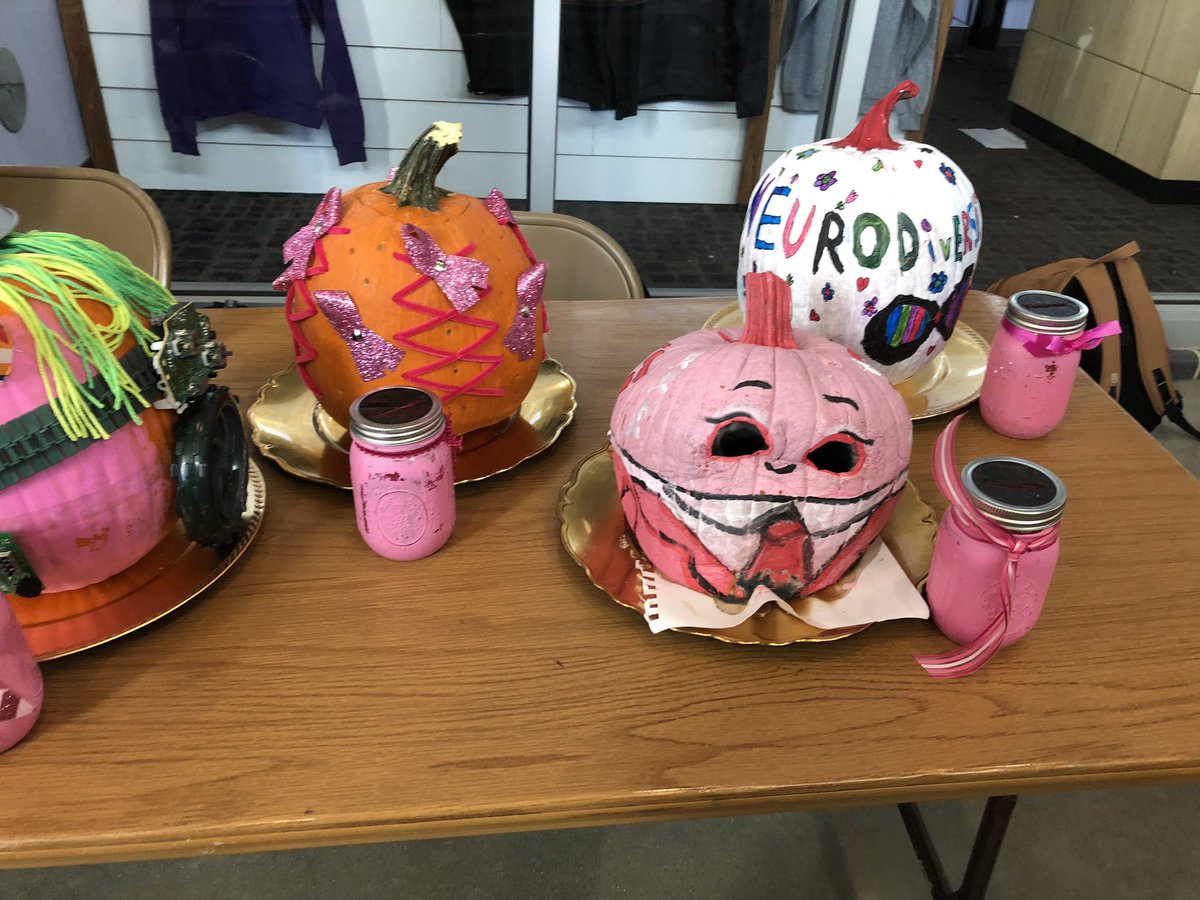 BlueSpringsFFA's tweet photo. This week we had 13 different clubs and organizations participate in our Annual Pink Pumpkin Contest. Students voted during lunch with spare change on which pumpkin they liked best. Thank you to everyone that participated, the winner will be announced on Monday! https://t.co/YtDMT5gEti