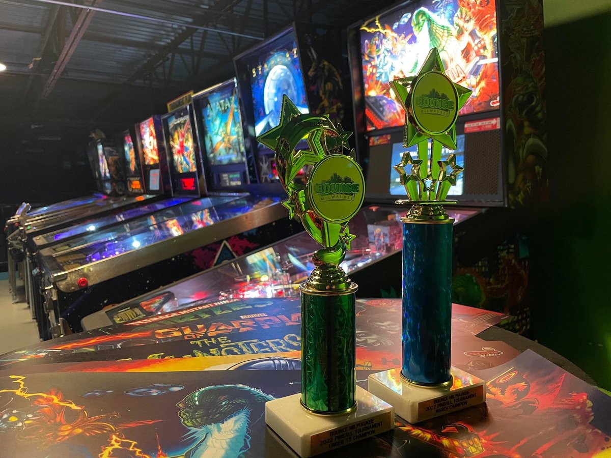 Our Third Friday Pinball tourney starts at 6pm! Free with your wristband, with prizes and trophies! facebook.com/events/s/bounc… #pinball #Milwaukee
