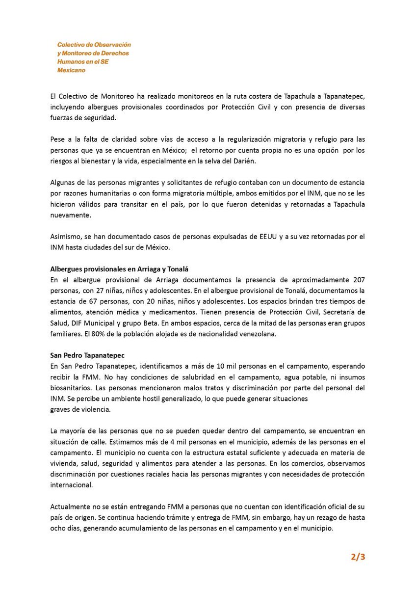 JRSMex's tweet photo. ⚠️ México debe permitir el acceso a regularización y refugio de personas venezolanas.
🟠Desde el #COMDHSEM denunciamos la la desinformación, incertidumbre y precariedad que viven las personas migrantes y con necesidades de protección internacional. https://t.co/ttVevHkF4c