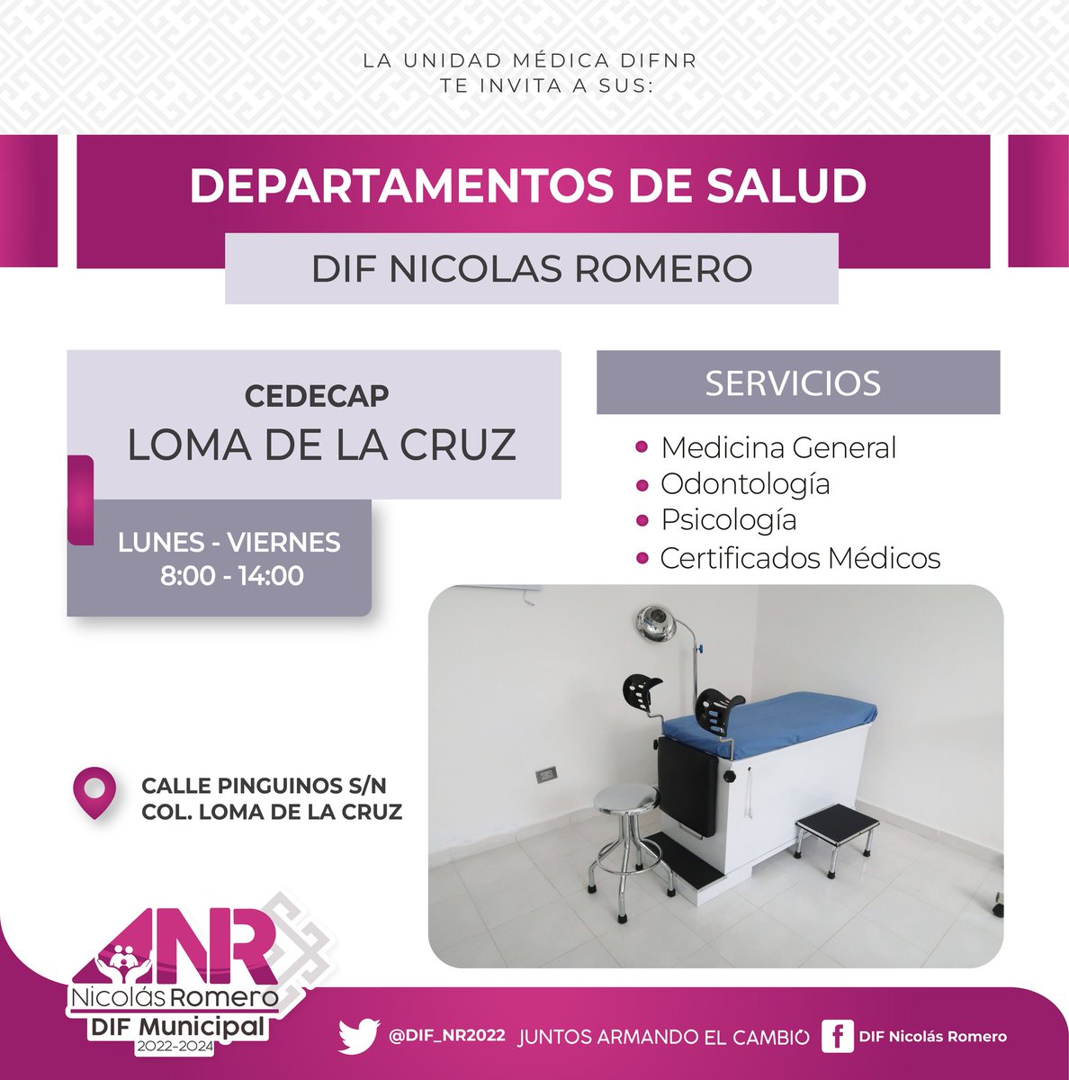 DIFNR_2527's tweet photo. En la Unidad Médica DIF contamos con departamentos de salud ubicados en los diferentes Centros de Capacitación en diferentes puntos del municipio. Visítalos, hay uno cerca de ti.

Tenemos los siguientes servicios en los horarios marcados. 
#DIFNR #JuntosArmandoElCambio https://t.co/px4FAR5m56