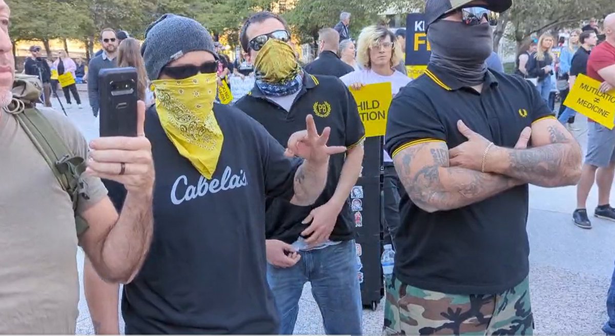 ErinInTheMorn's tweet image. Look at all of the Proud Boys Fascists who showed up to Matt Walsh's Anti-Trans rally in Nashville.

Excellent reporting by @GoadGatsby