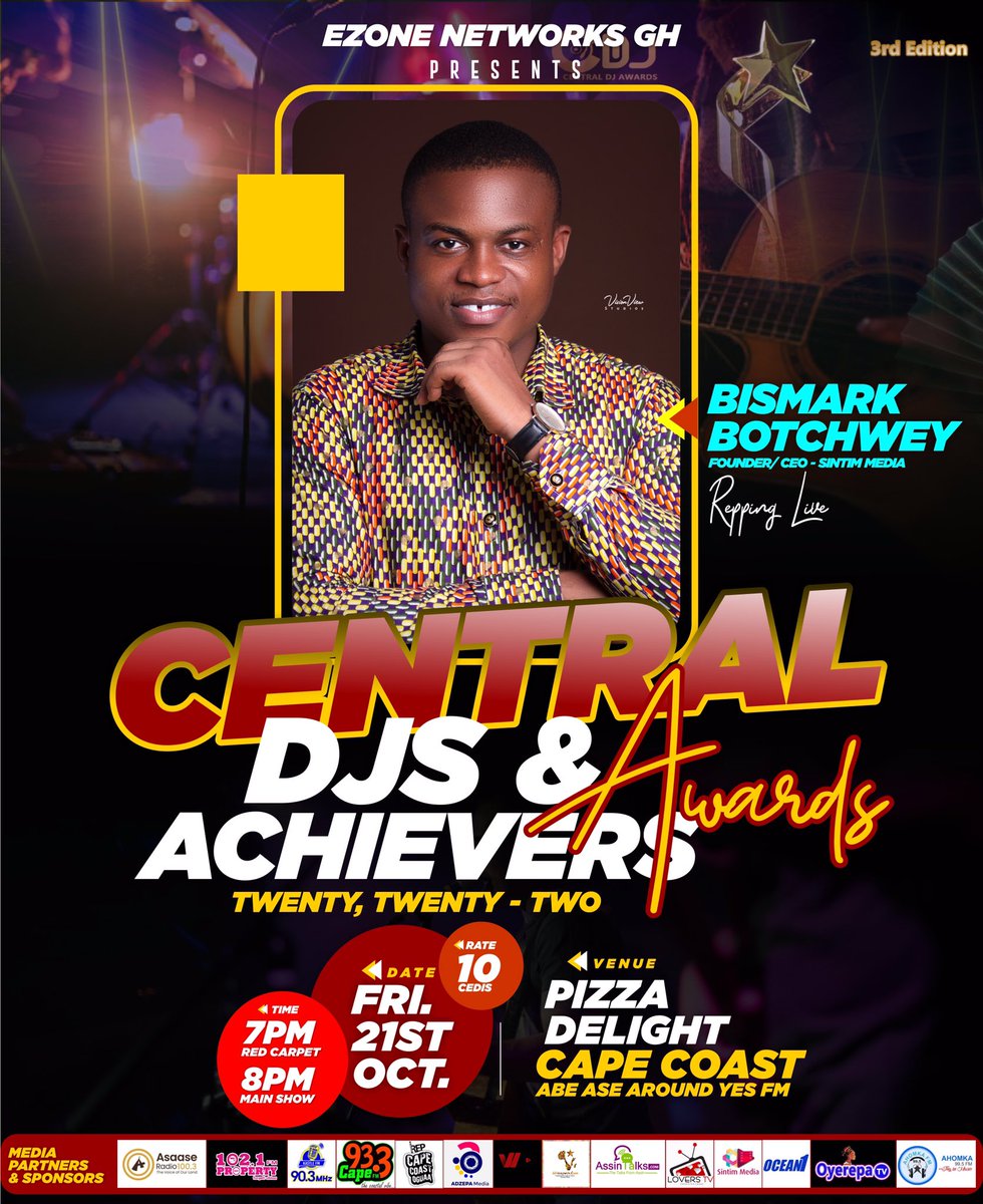 KojoSintim_'s tweet photo. Tonight we honor our hardworking DJs in Central Region for their immense contribution in promoting our artistes and their music.
Kudos to Nana Kofi Agyei of EZone Networks GH for putting this together annually ππ
#CentralDJs #CentralMusic https://t.co/9C8dWKpQSR