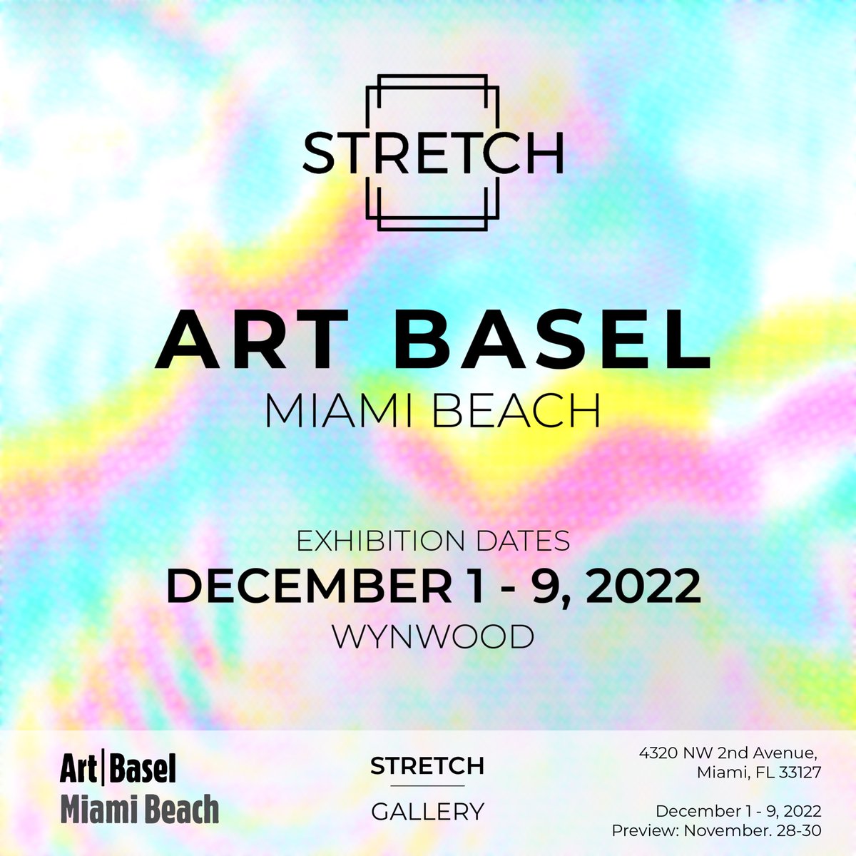 @StretchGallery is announcing our exhibition in Miami during Art Basel 2022. Featuring Fine Art, Live Music, VIP events, Art Q&A’s, Guest Appearances, and more @VoxBox_Official @spatialxr @Crypto_Duchess_ @Gambitvvs @neosutras @moriahgirley @ArtBasel @MiamiArtGuide @WynwoodMiami