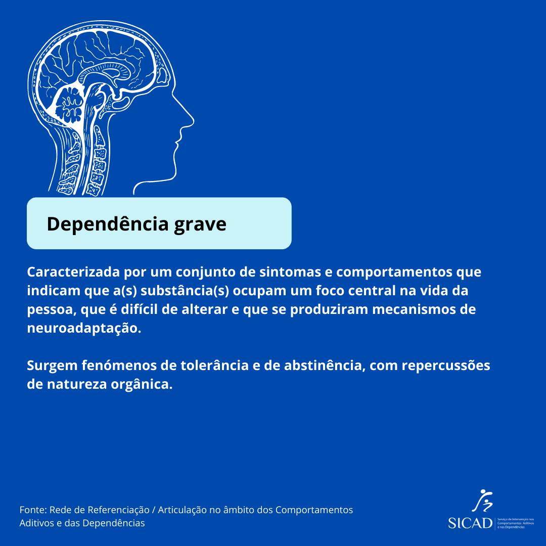 SNS_Portugal's tweet photo. O que é uma dependência grave? Saiba mais sobre este e outros termos no glossário da Rede de Referenciação/Articulação do Serviço de Intervenção nos Comportamentos Aditivos e nas Dependência: https://t.co/xn2APnw1ct 👇 #Saúde #SNS #SICAD #Dependências @SICAD_Portugal https://t.co/Ec1wV6EayU