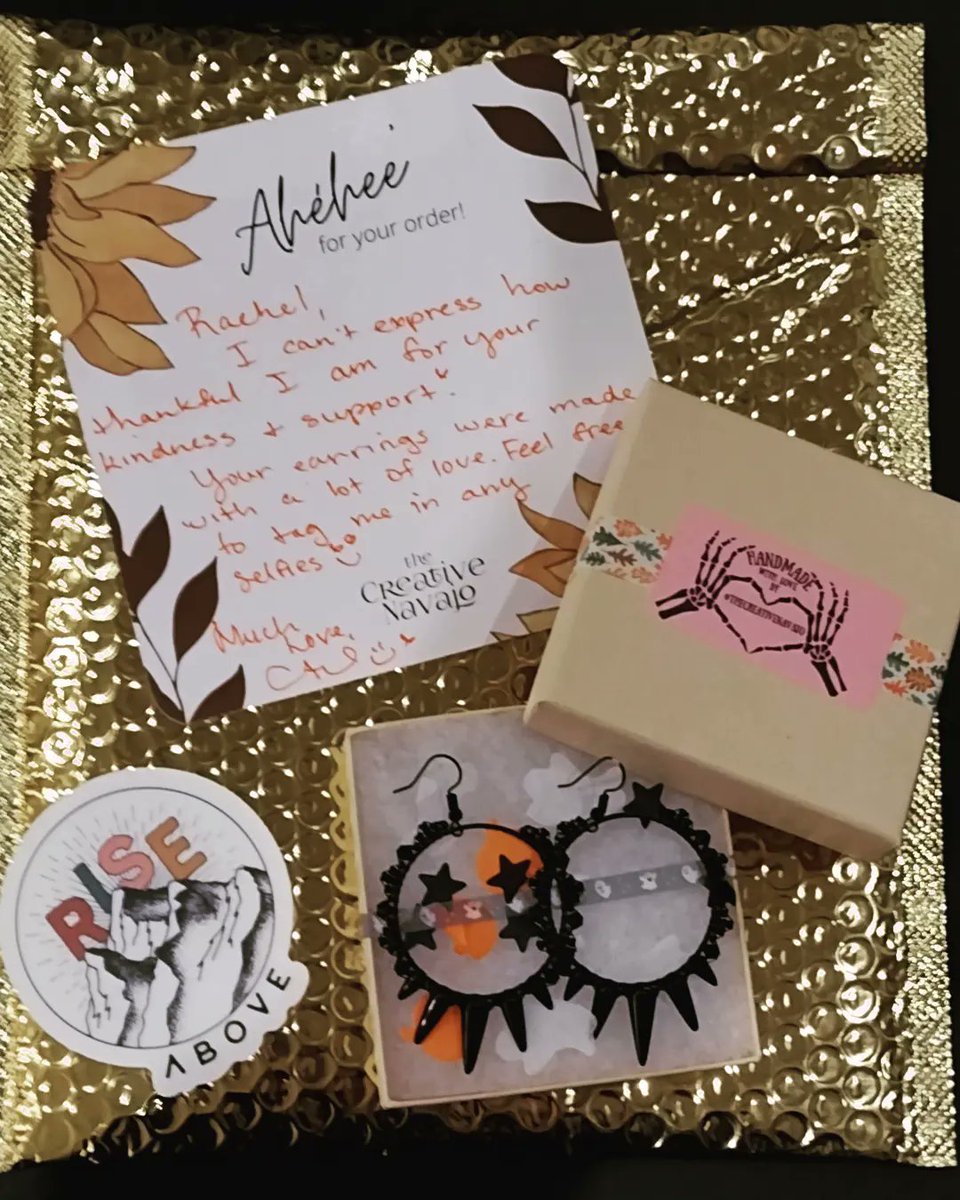 Unboxing of my new favorite earrings by @TheCreativeNavajo on Instagram!!! The packaging was adorable!! Love love love these amazing beaded spikey hoops for Halloween!! 🖤🖤🖤 #TheCreativeNavajo