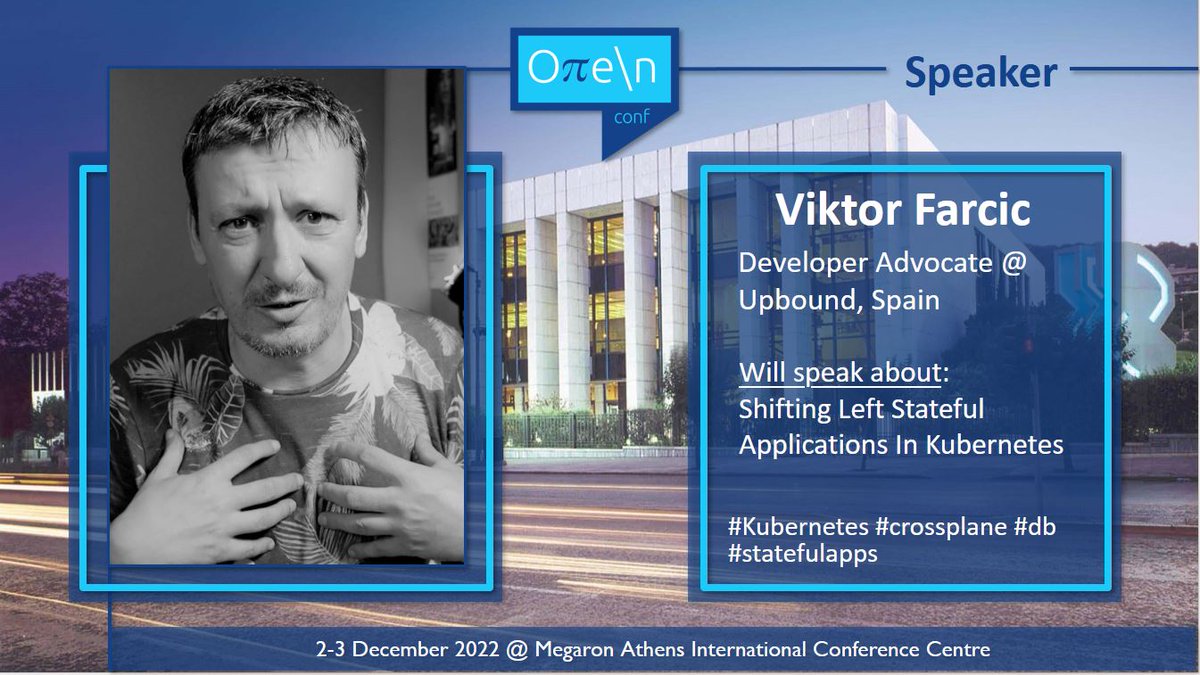open_conf's tweet photo. openconf 2022, proudly announces:
Shifting left stateful applications in Kubernetes, by Victor Farcic
Reserve your seat at: https://t.co/b5fmQceCRL
Speakers: https://t.co/yk2cGRxMX4
#kubernetes #crossplane #db #statefulapps #open_conf https://t.co/ZIr5DDJNoN