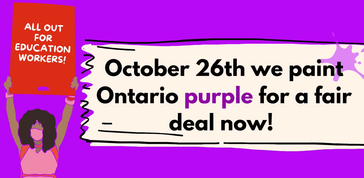 This Wednesday is a BIG day in Ontario, we’re ALL showing up in a big way for Education Workers. 

All the details are here: linktr.ee/Ont4Ed

At the very least have your purple shirt ready.

Teachers, families, politicians, EVERYONE!

#osstf #tdsb #etfo #oecta #aefo #cupe