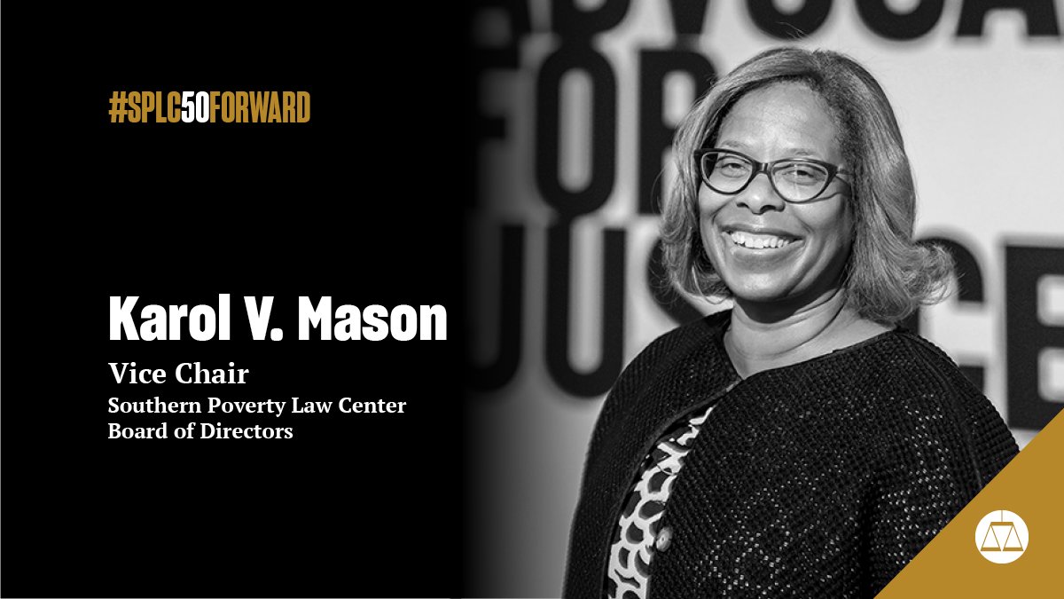 To kick off the evening, SPLC's Board Vice Chair, Karol Mason, is here to share a few words and welcome everyone to this special event. #SPLC50Forward