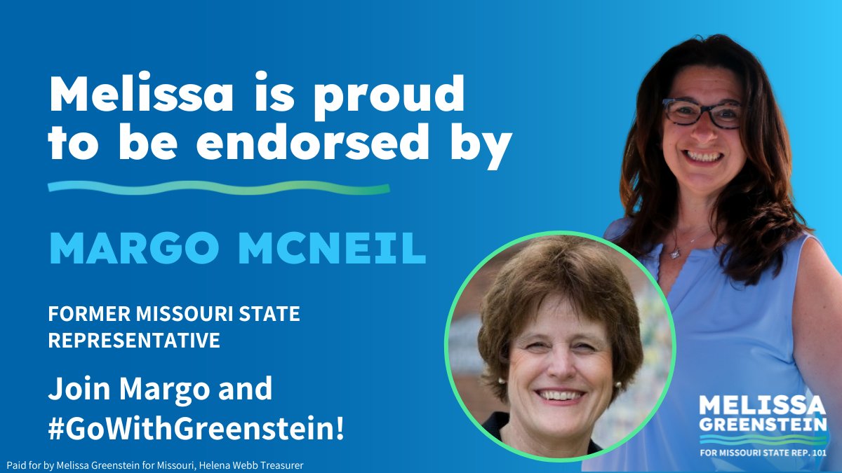 Melissa4MO's tweet photo. 🚨 Endorsement Alert🚨

As a former math teacher who comes from a family of educators, I am proud to be endorsed by the Missouri National Education Association, Missouri Equity Education Partnership, and Margo McNeil. 

#GoWithGreenstein #MOLeg https://t.co/WWWqQb5rl4
