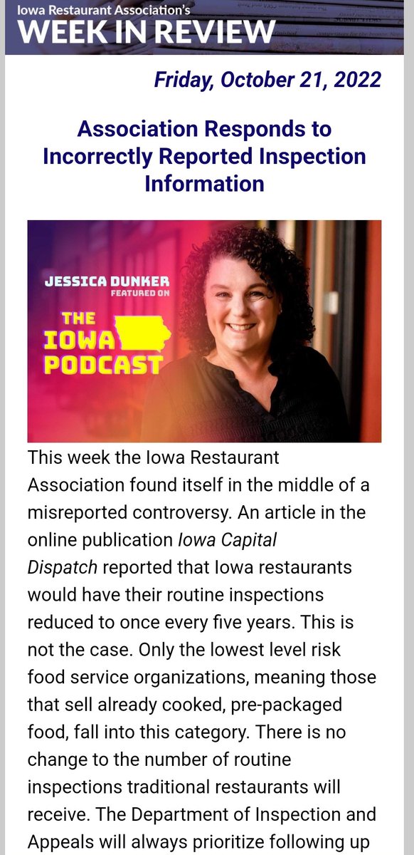 Make sure everyone is aware that there is NO changes as this was a frequent topic out in the market this past week.  restaurantiowa.com/industry-updat…
