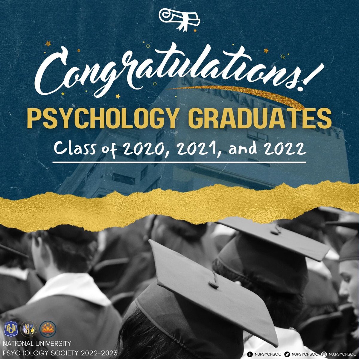 nupsychsoc's tweet photo. We, the NU Manila Psychology Society, would like to extend our congratulations to the class of 2020, 2021, and 2022. The fruits of your labor have finally came into fruition.

Good luck on your future endeavors, Psych Grads!

#ExcellenceandResilienceforOutreaxhService https://t.co/qNcovMlDd8