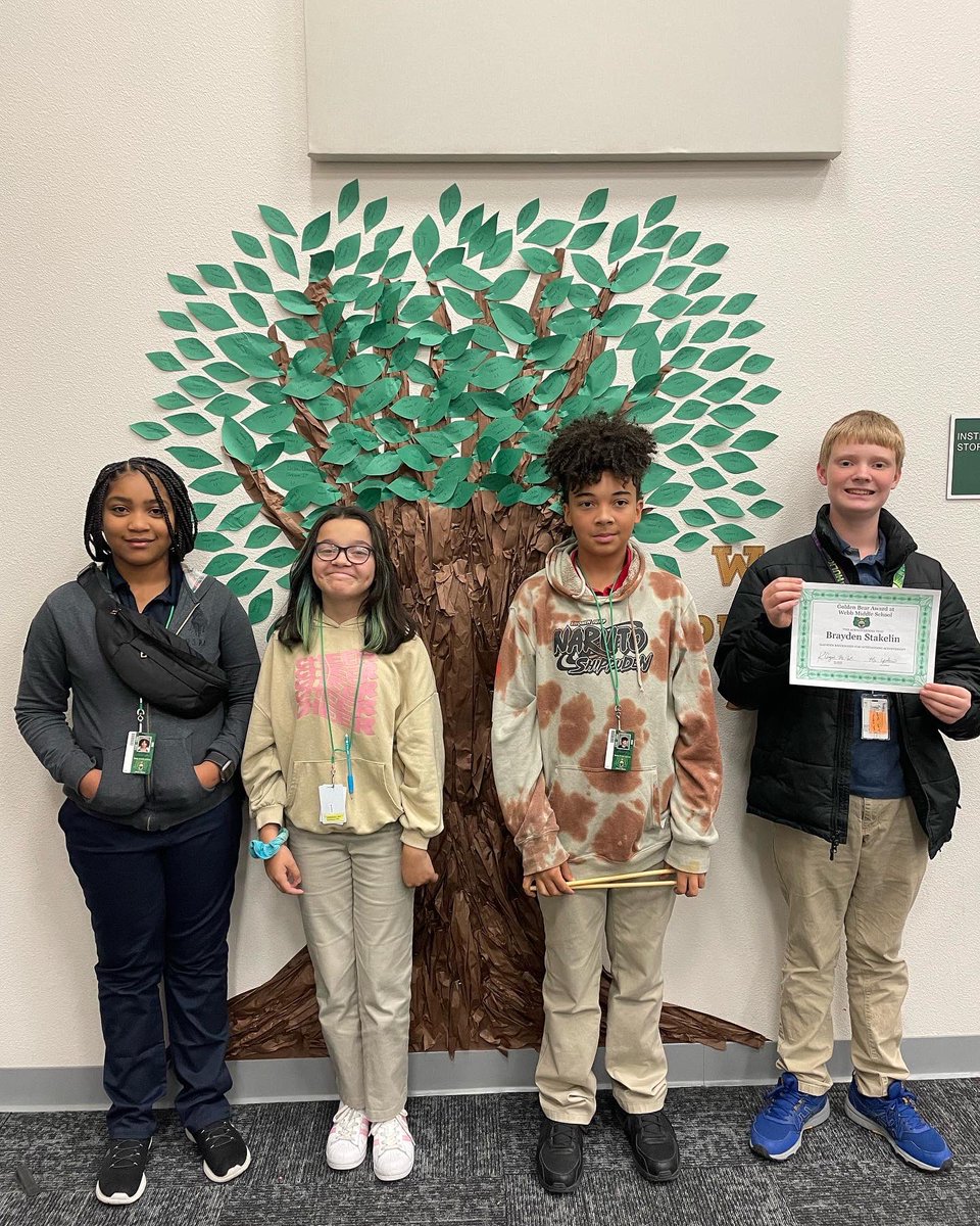 WebbMSBand's tweet photo. We have some Golden Bears!
These students were selected for being leaders in the classroom and having a positive attitude in band. We are so proud of them!
#WebbPride #WebbTimeToShine #GoBears https://t.co/HTkj0Gaegv
