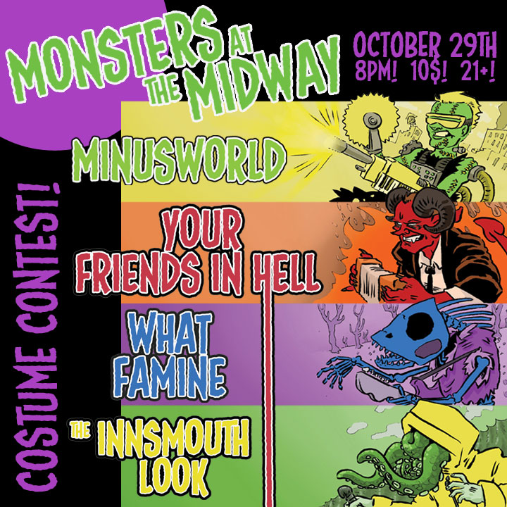MinusworldBand's tweet photo. Awesome poster for our Halloween show at the Midway!  Saturday the 29th.  Doors 8 / 21+ / $10 https://t.co/LqIuNku9P7