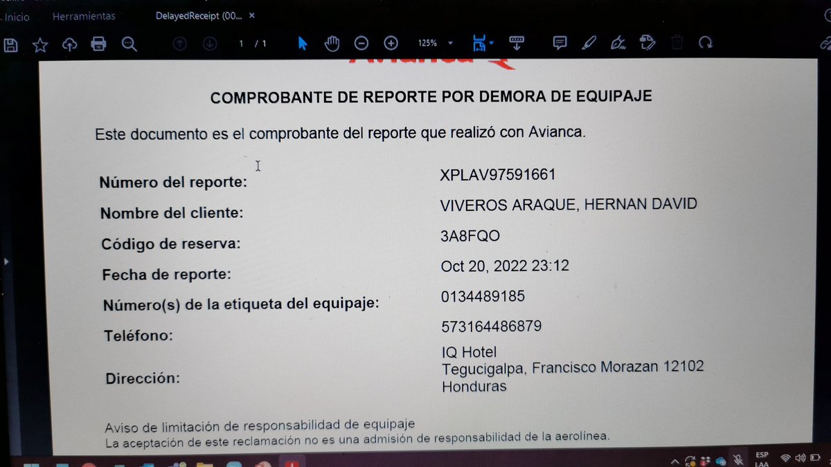 hdviveros's tweet photo. @AviancaEscucha Aquí esta todo por favor su respuesta tengo vuelo de regreso mañana y han pasado casi todo el día y no tengo razón de mi maleta https://t.co/xxj7fK0yuP