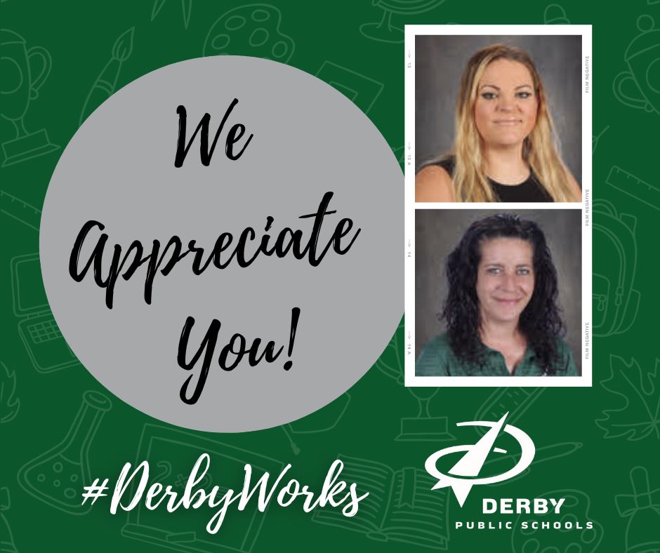 DerbySchoolsKS's tweet photo. Congratulations to Cari Mekaeil and Cristy Brown for being the ’Staff on Target' this week and receiving a $25 Target gift card. They make us #DerbyProud #DerbyWorks 
Nominate a staff member here: https://t.co/0avSU25taO https://t.co/1pkXWP0Kp4