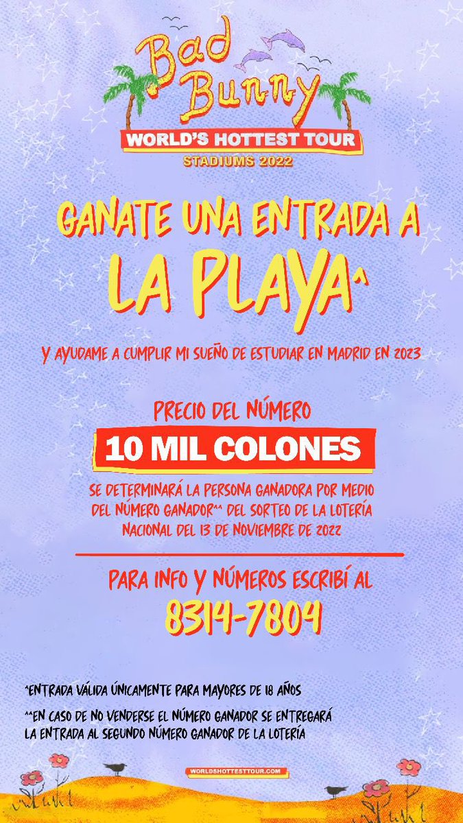 Holi ✨me voy a cumplir mi sueño de estudiar pastelería en Madrid el otro año y necesito terminar de financiarlo. Estoy rifando una entrada en La Playa para el concierto de <a href="/sanbenito/">Benito Antonio</a> el 24 de noviembre. Aquí toda la info, porfa RT🫶🏻❤️‍🔥