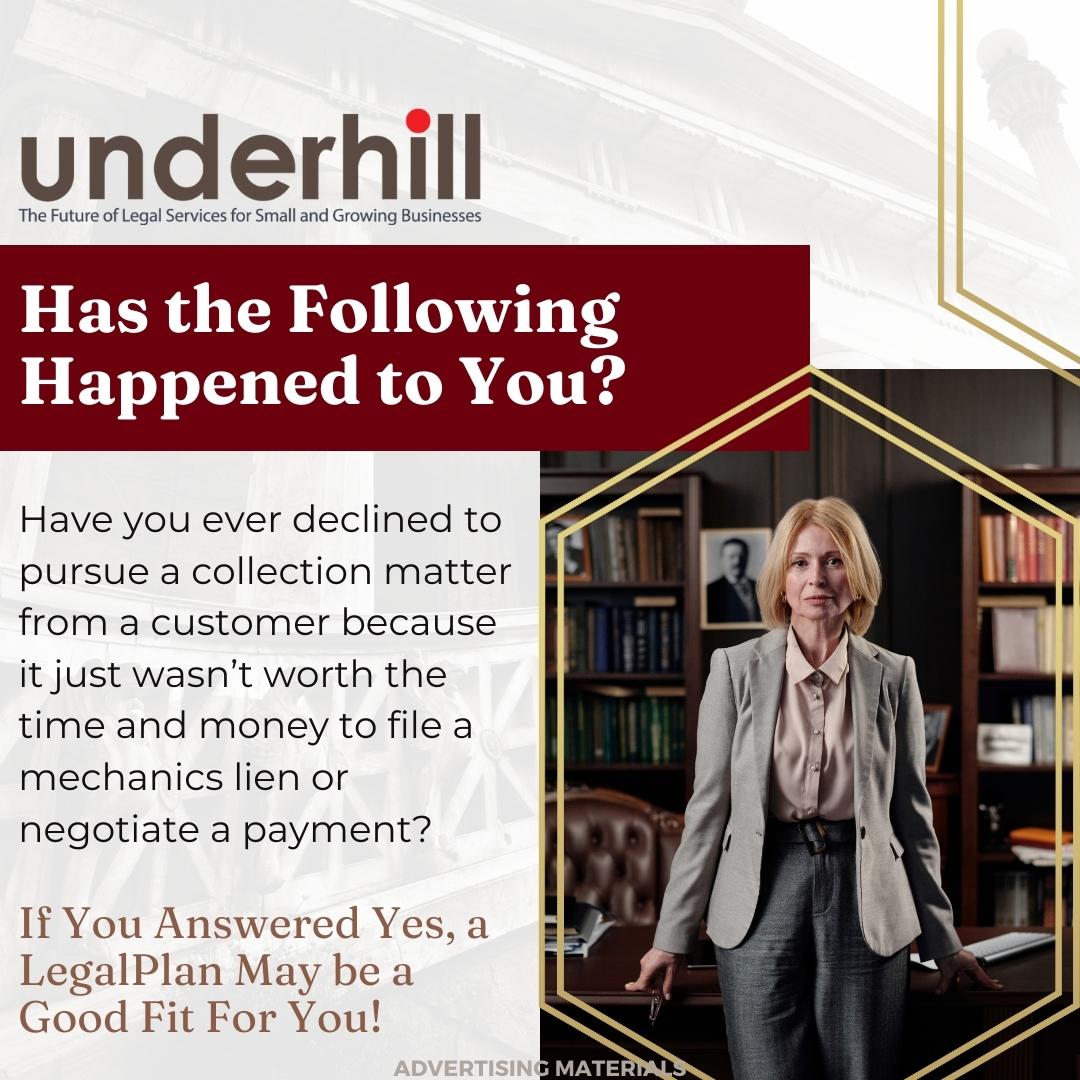 UnderhillLawPC's tweet photo. If this situation has ever applied to you, a LegalPlan from Underhill Law may be a good fit for your business.
Call (303) 721-7112 for an appointment. https://t.co/jfMU5JTQR6