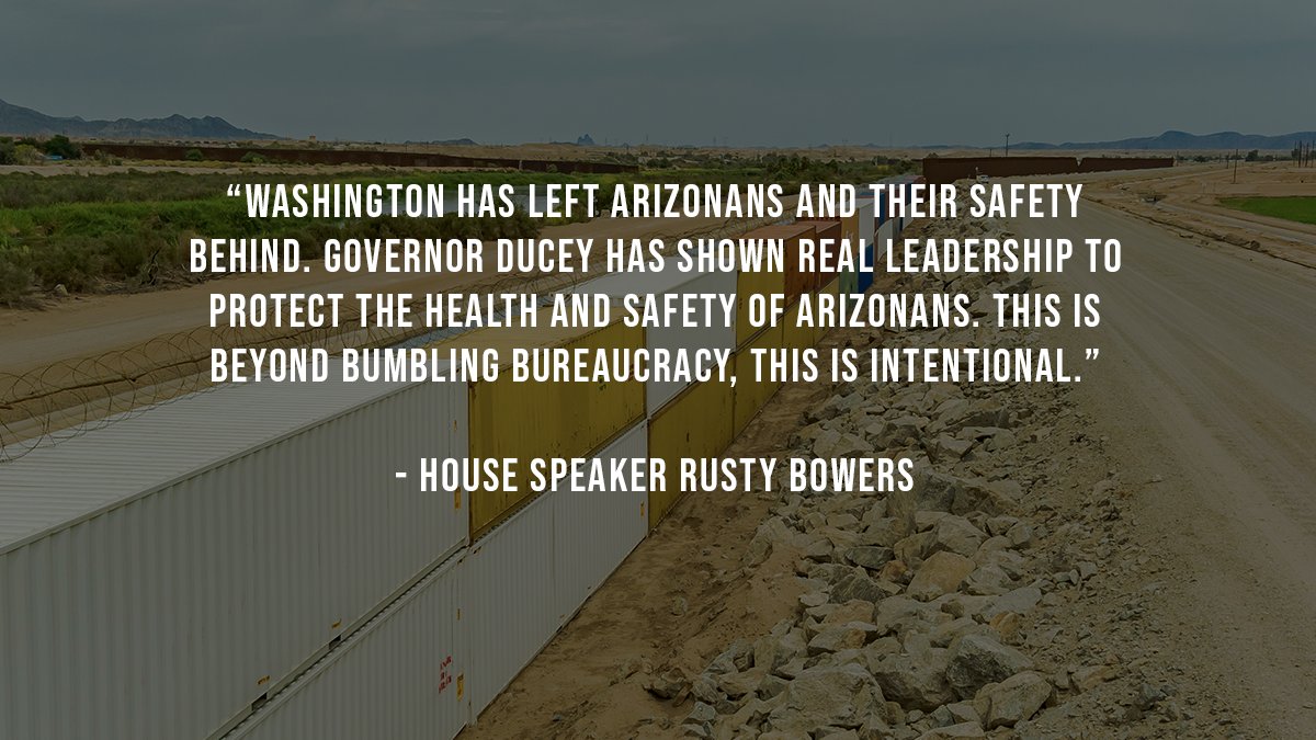 The lack of action from the Biden administration shows that border states like Arizona cannot rely on Washington to secure the border. @speakerbowers