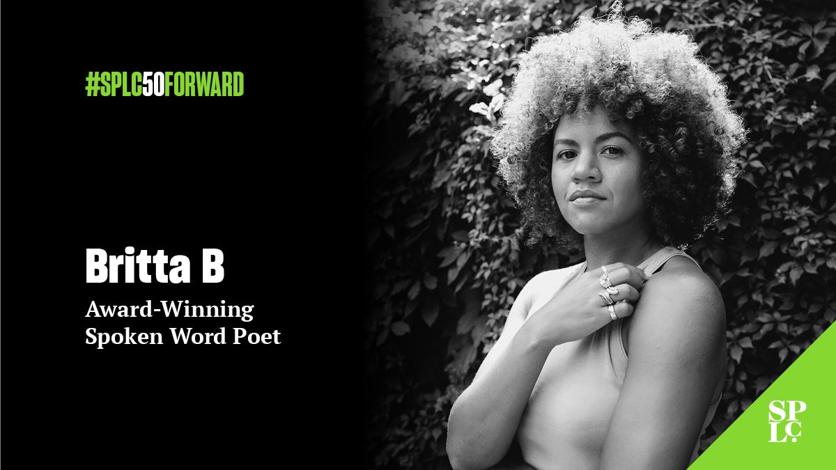 Join us now for an inspiring moment with spoken word from @missbrittab, an award-winning artist, spoken word poet, performer and educator. #SPLC50Forward